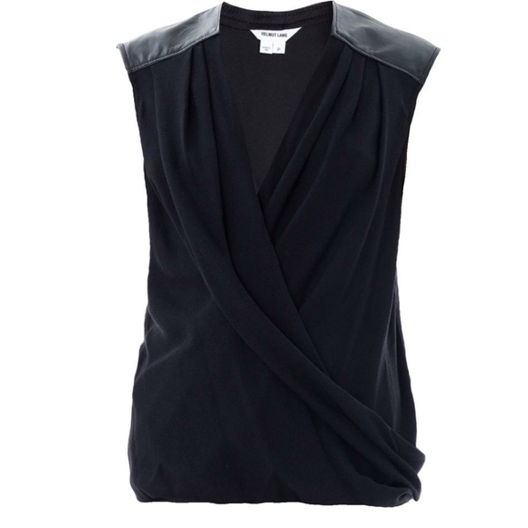 HELMUT LANG Morse Draped Leather Top NWT Sz L Retail $320 - Picture 4 of 8